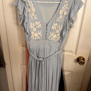 In Bloom Light Blue Floral Maxi Dress